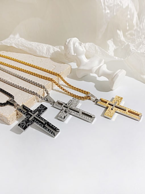 Open Sky Titanium Steel Cross Minimalist Regligious Necklace 2