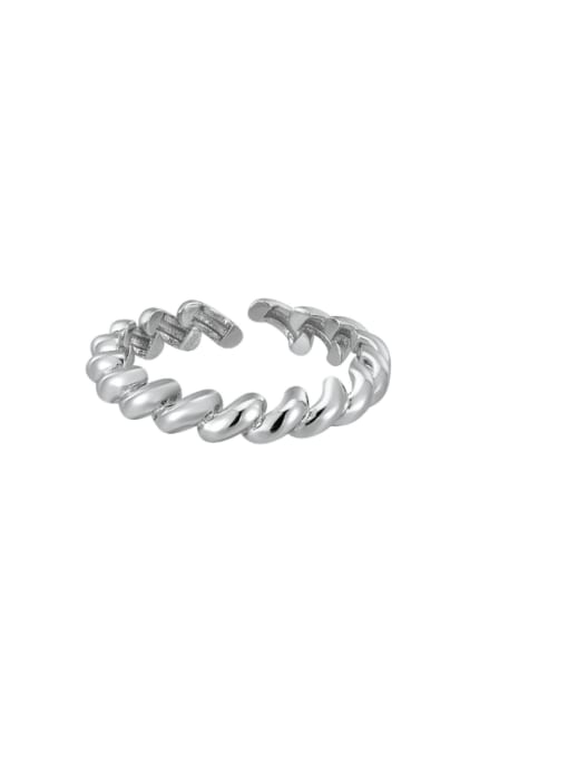 White gold 925 Sterling Silver Irregular Vintage Lustrous Fried Dough Twists Wave  Band Ring