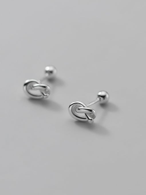 Rosh 925 Sterling Silver knot Minimalist Stud Earring 2