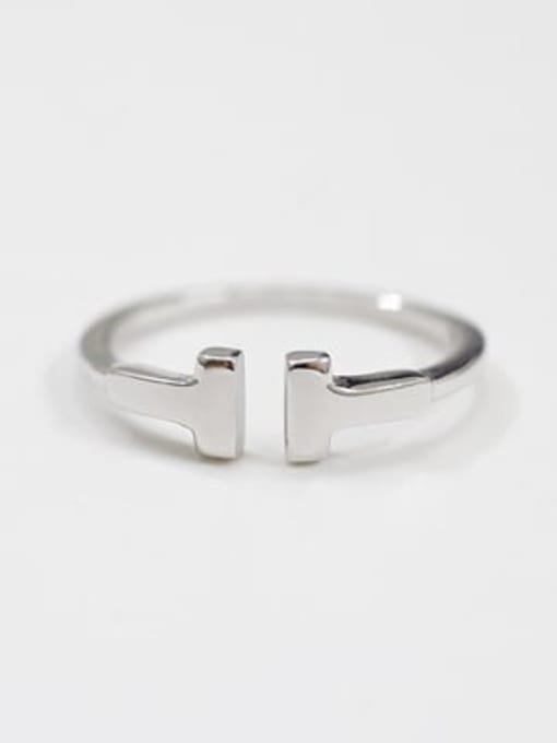 DAKA 925 Sterling Silver Geometric Minimalist  Free Size Band Ring 1