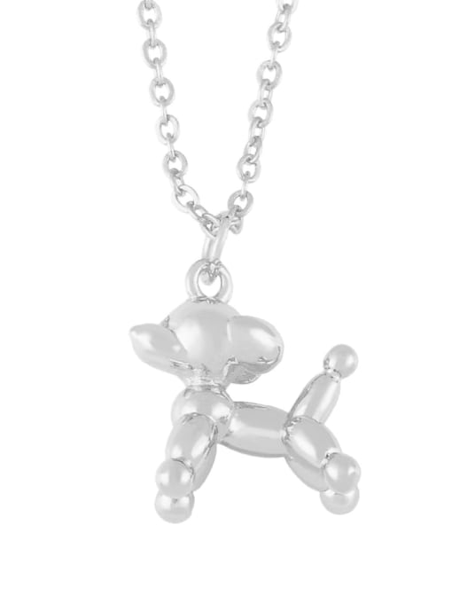 silver Brass Cartoon animal Dog Cute Necklace