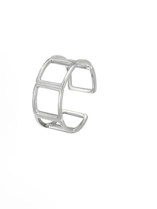 White gold square hollow ring 925 Sterling Silver Hollow Geometric Minimalist Band Ring