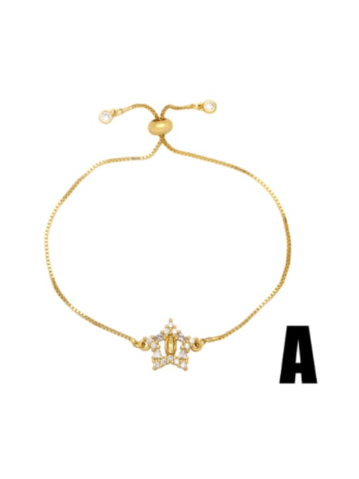 A Brass Cubic Zirconia Cross Vintage Adjustable Bracelet