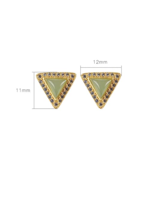 DEER 925 Sterling Silver Jade Triangle Minimalist Stud Earring 2