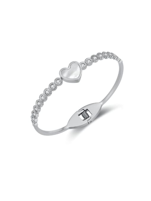 Open Sky Stainless steel Shell Heart Minimalist Band Bangle 0