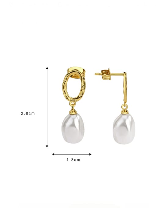 CHARME Brass Imitation Pearl Irregular Minimalist Drop Earring 2