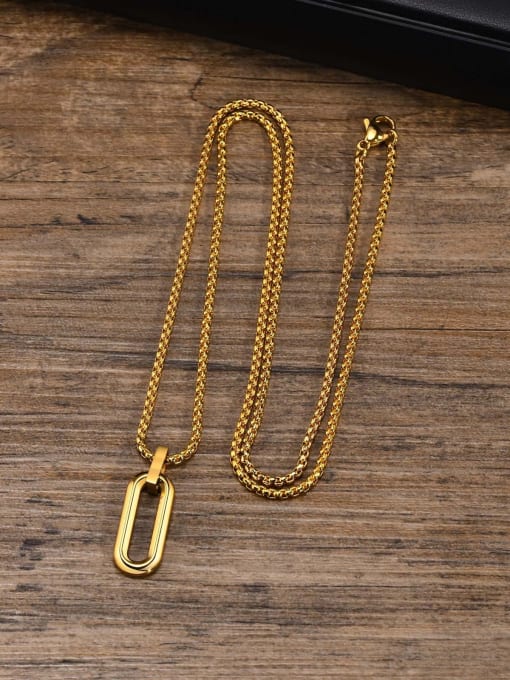 Gold pendant with chain 60cm 【 PN 1845 】 Stainless steel Hip Hop Geometric Pendant