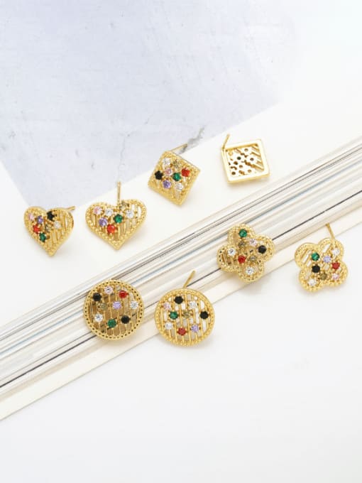 CC Brass Cubic Zirconia Heart Cute Stud Earring 2