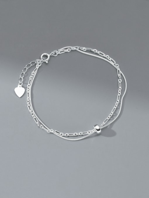 Silver Bracelet 925 Sterling Silver Geometric Minimalist Strand Bracelet