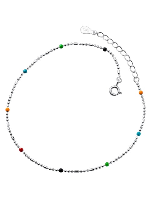 Rosh 925 Sterling Silver Minimalist Round  Bead Anklet 0
