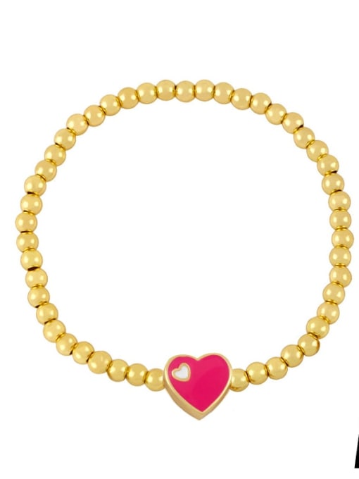 CC Brass Enamel Heart Minimalist Beaded Bracelet 2