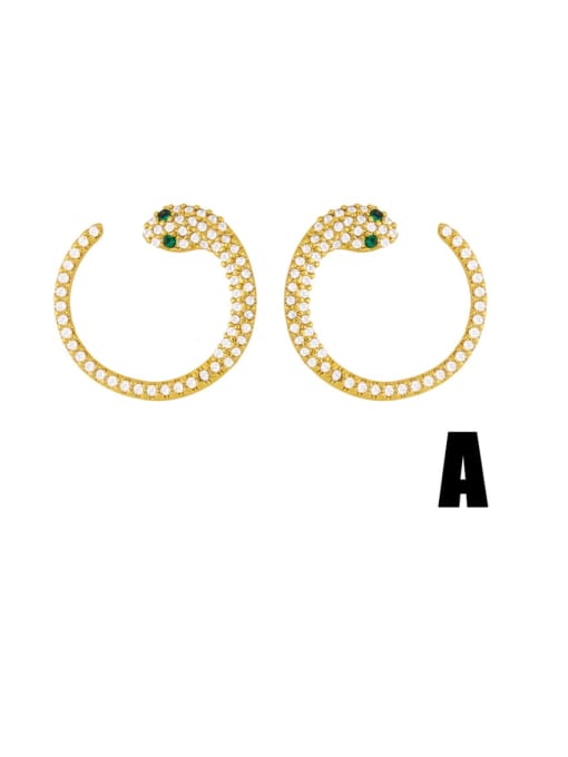 CC Brass Cubic Zirconia Snake Ethnic Stud Earring