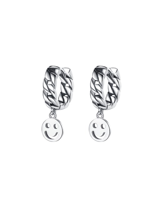 KDP1543 925 Sterling Silver Smiley Vintage Huggie Earring