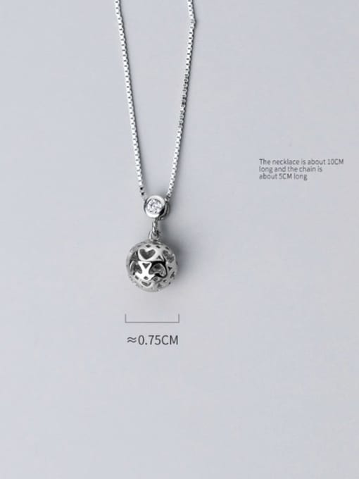 Rosh 925 sterling silver Heart hollow round ball pendant necklace 2