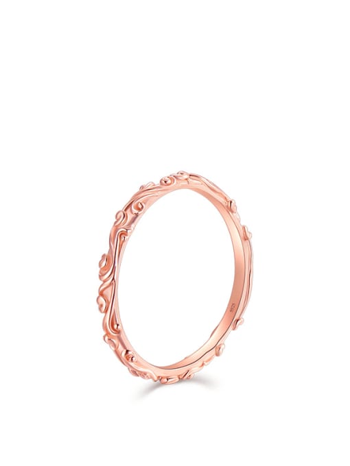 Rose Gold 925 Sterling Silver Round Vintage Band Ring