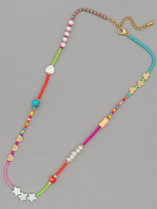 FG N210002B Miyuki Millet Bead Multi Color Heart Bohemia Handmade Beaded Necklace
