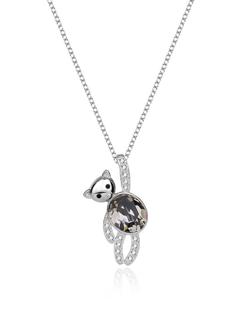 JYXZ 094 (soot) 925 Sterling Silver Austrian Crystal Bear Classic Necklace