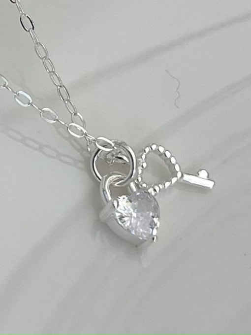 Boomer Cat 925 Sterling Silver Cubic Zirconia Heart Minimalist Necklace 2