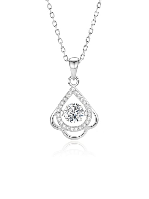 FDTD 036  Rose Gold+White Moissanite 925 Sterling Silver Moissanite Water Drop Dainty Necklace