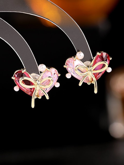 Luxu Brass Cubic Zirconia Heart Trend Stud Earring 2