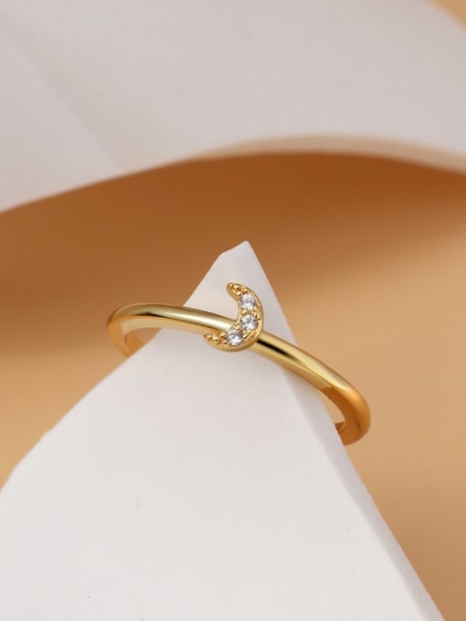 CHARME Brass Cubic Zirconia Moon Vintage Band Ring 1
