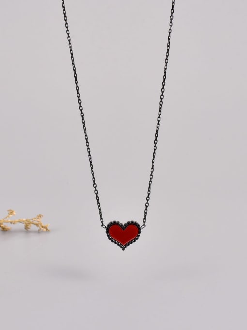 A TEEM Titanium Steel Acrylic Heart Minimalist Necklace 0