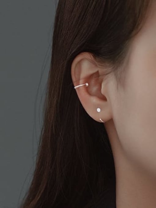 BeiFei Minimalism Silver 925 Sterling Silver Geometric Minimalist Hook Earring 1