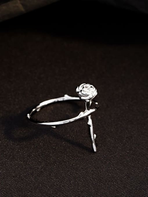 RS822  Platinum 925 Sterling Silver Flower Cute Band Ring