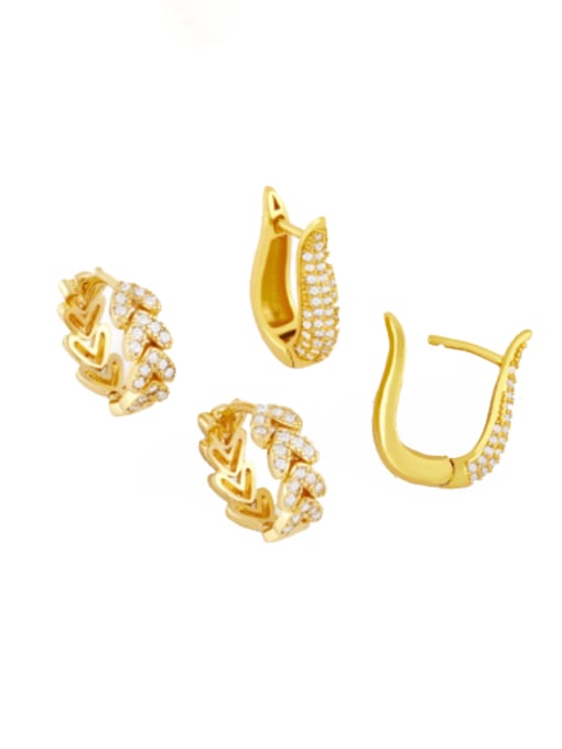 CC Brass Cubic Zirconia Geometric Vintage Huggie Earring