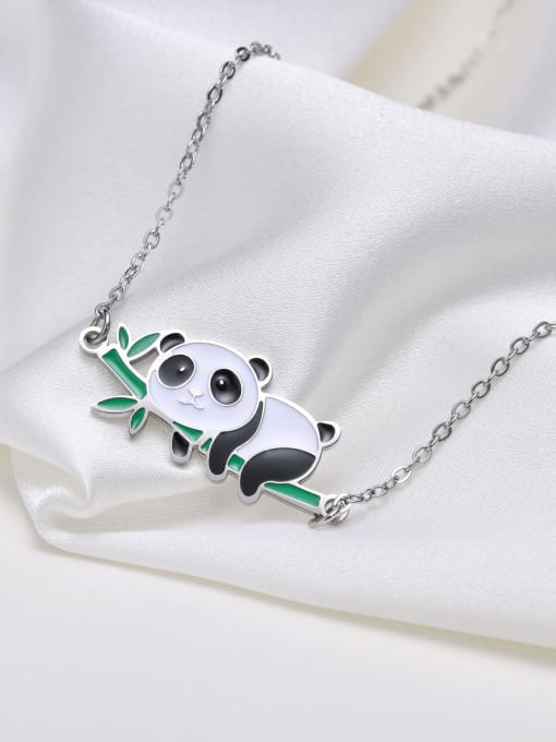 CONG Stainless steel Enamel Panda  Minimalist Necklace 3