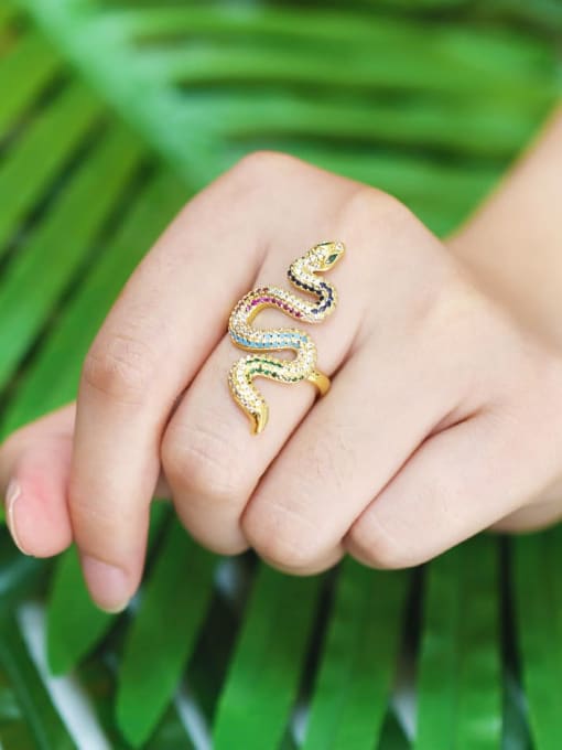 CC Brass Cubic Zirconia Snake Vintage Band Ring 1