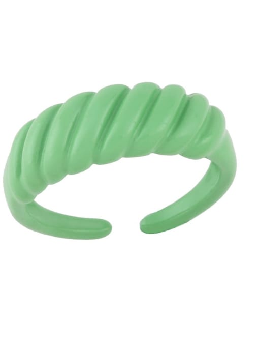 Light green Brass Enamel Geometric Minimalist Band Ring