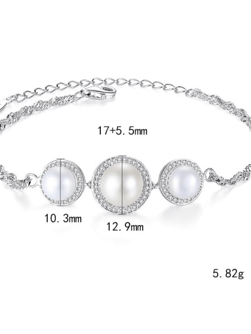 CCUI 925 Sterling Silver ROUND  Freshwater Pearl Bracelet 4