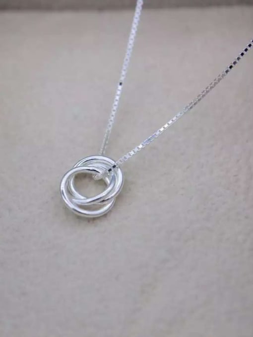 Rosh 925 Sterling Silver Minimalist  Simple fashion three-layer round pendant Necklace 1