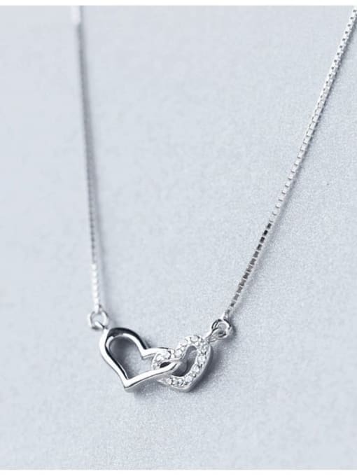 Rosh 925 Sterling Silver Rhinestone Heart Minimalist Necklace 2