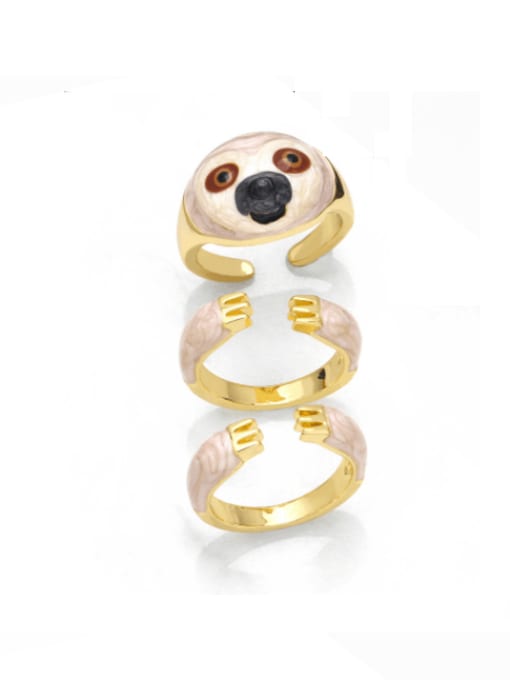 CC Brass Enamel Panda Cute Band Ring 2