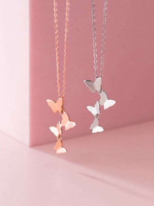 Rosh 925 Sterling Silver Butterfly Minimalist  Pendant Necklace 0
