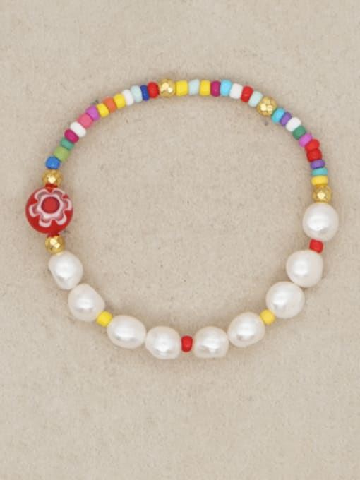 Roxi Stainless steel Freshwater Pearl Multi Color Round Minimalist Stretch Bracelet 0