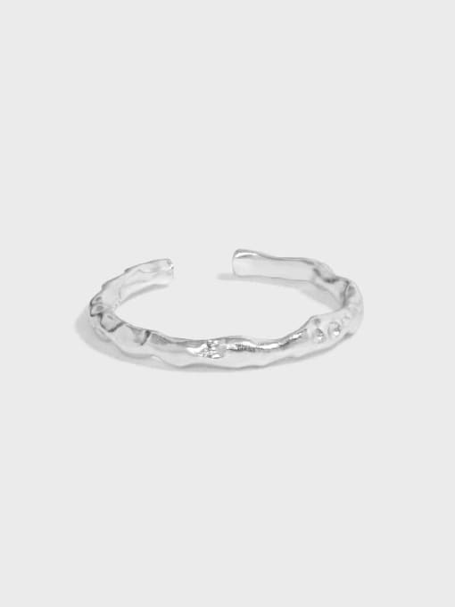 DAKA 925 Sterling Silver Irregular Minimalist Band Ring 0