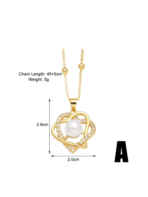 p03 a Brass Cubic Zirconia Heart Minimalist Necklace