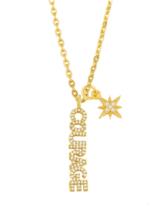 CC Brass Cubic Zirconia Letter Vintage Necklace