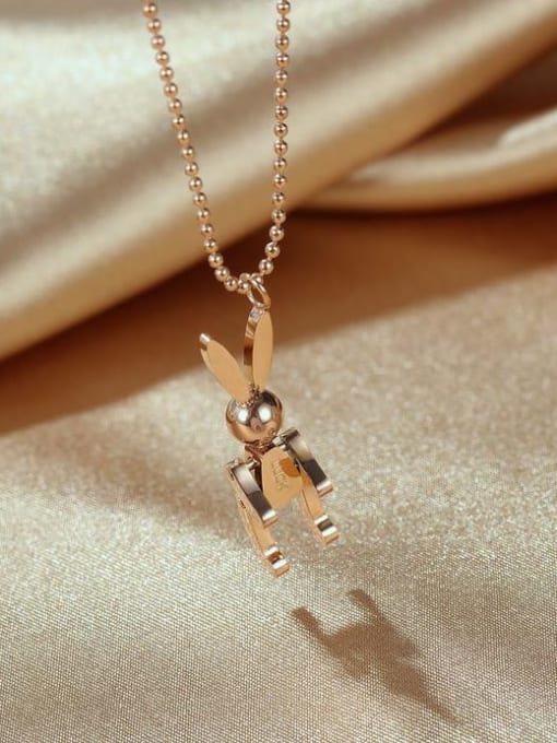 Open Sky Titanium Irregular Minimalist rabbit pendant Necklace 3