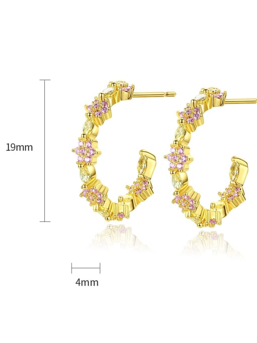 BLING SU Brass Cubic Zirconia Geometric Dainty Stud Earring 4
