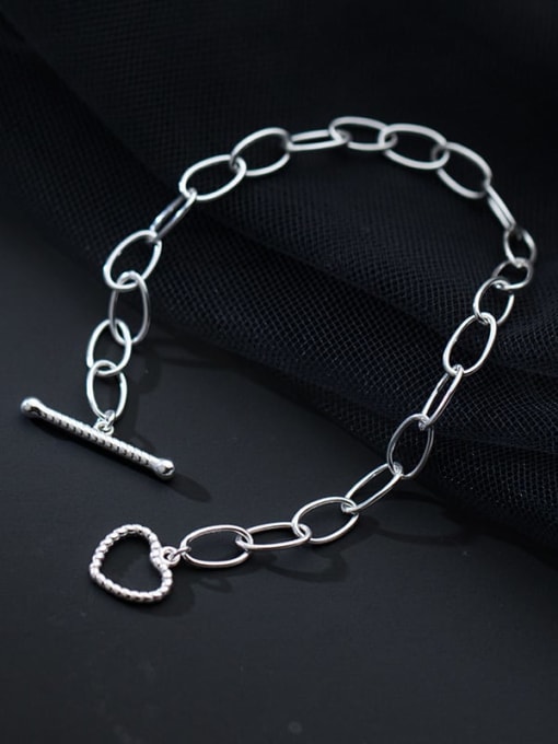 Rosh 925 Sterling Silver Geometric Minimalist Link Bracelet 2