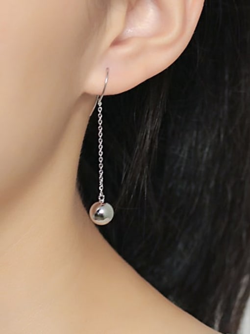 Dan 925 Sterling Silver Round Ball Minimalist Hook Earring 1