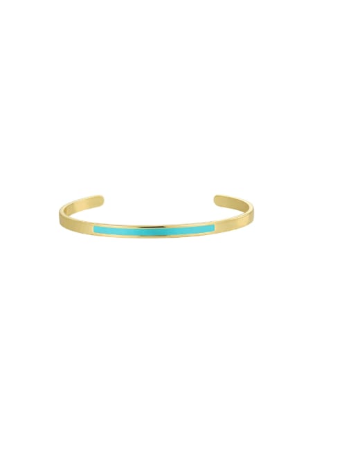 Gold blue drop gum bracelet Brass Enamel Geometric Minimalist Cuff Bangle