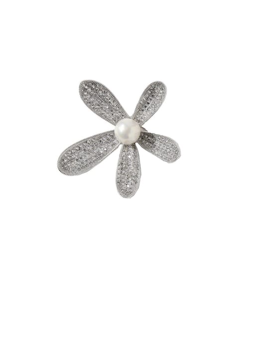 My Model Copper Cubic Zirconia White Flower Dainty Brooches 1