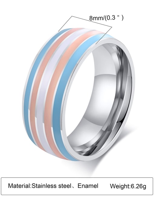 035 Titanium Steel Enamel Round Minimalist Band Ring