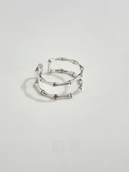Boomer Cat 925 Sterling Silver With Platinum Plated Simplistic Bamboo Rings