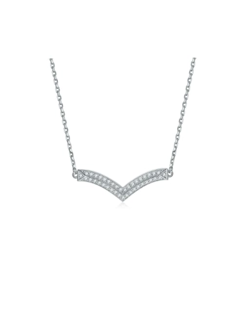 TLXL105 925 Sterling Silver Cubic Zirconia Leaf Dainty Necklace